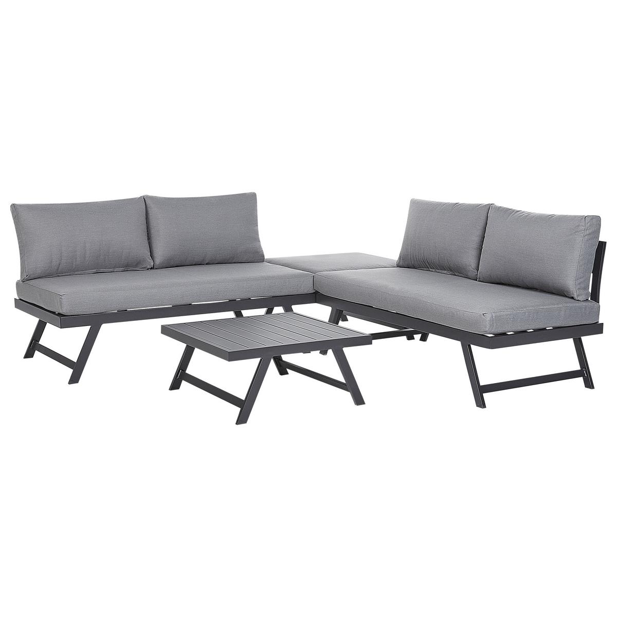 OUTDOOR-KISSENBEZUG Set Dunkelgrau Coccorino - Dunkelgrau, Textil (130/65cm) - Beliani