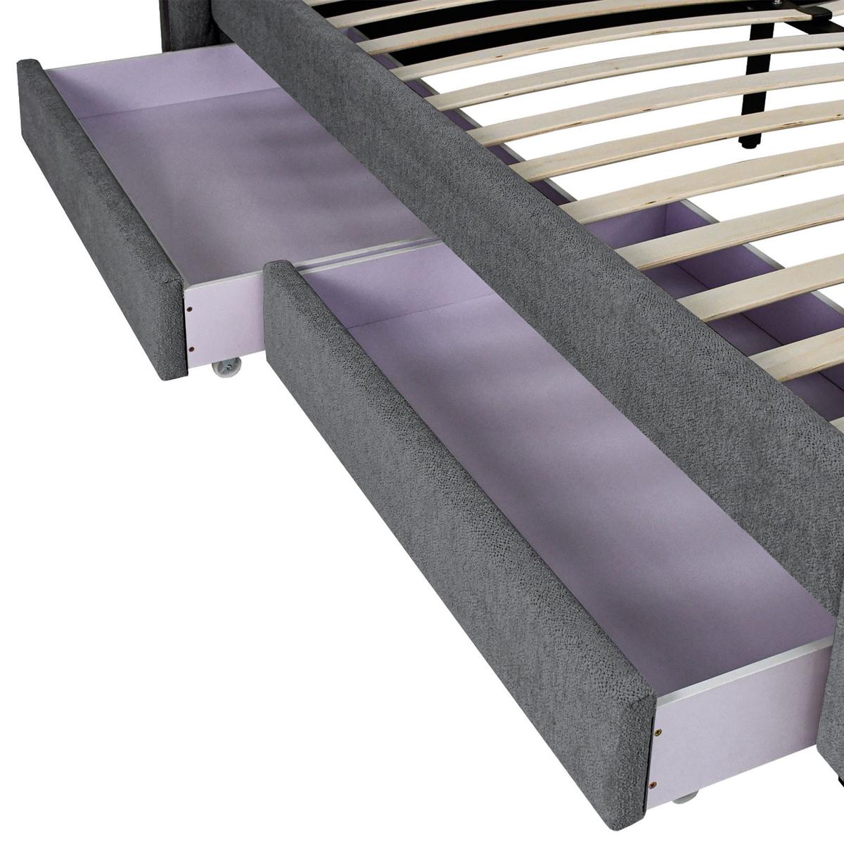 POLSTERBETT Calma mit Schaumstoffmatratze 10 cm, 2 Bettkastenschubladen, 160x200 cm, Bouclé-Stoff, Dunkelgrau - Dunkelgrau, Textil (160/200cm) - Beautysofa
