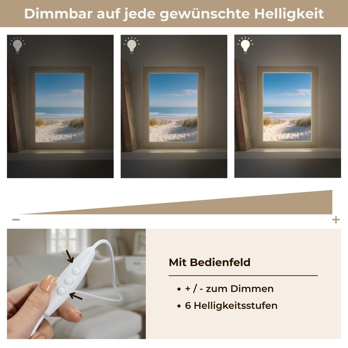 WANDLEUCHTE Strand - Meer - Düne - Sand - Sommer 15x20 cm - Sandfarben, Holzwerkstoff (15/20/8cm) - OnlyWow