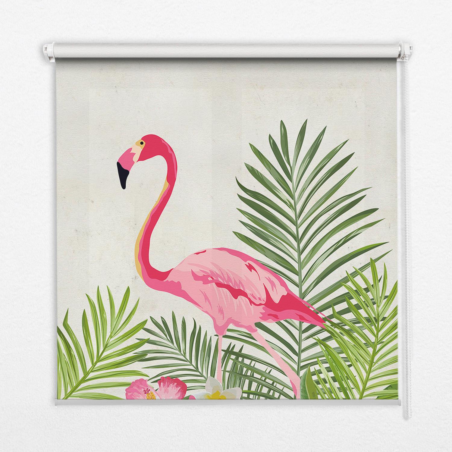 INNENROLLO - Fensterrollo - Rollo - 100x180 cm - Flamingos auf den Blättern - Pink, Kunststoff (100/180/0.5cm) - TULUP