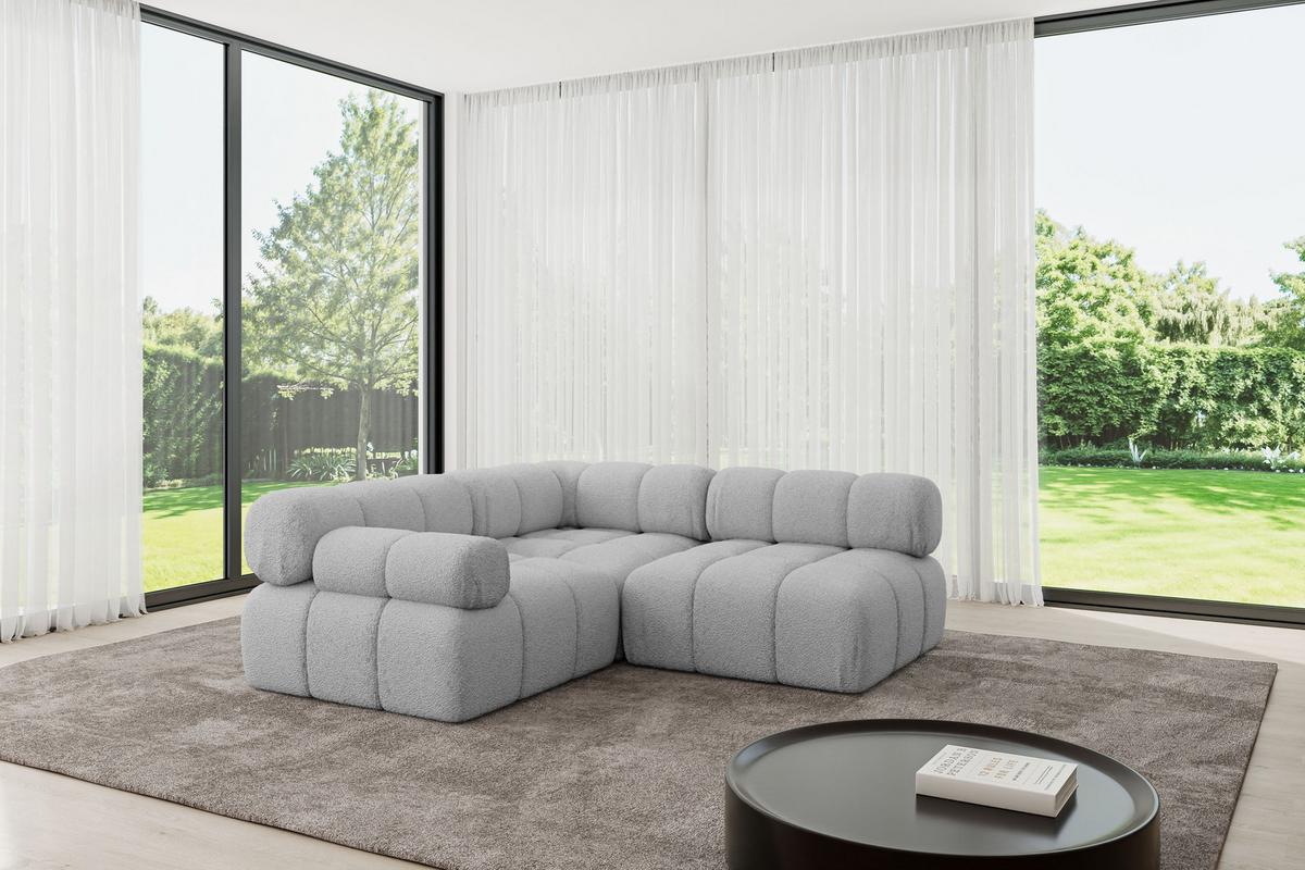ECKSOFA modulares Sofa Mende-L1 - 190x190x70 cm Hellgrau Bouclé - Hellgrau, Holzwerkstoff/Textil (190/190cm) - ALTDECOR