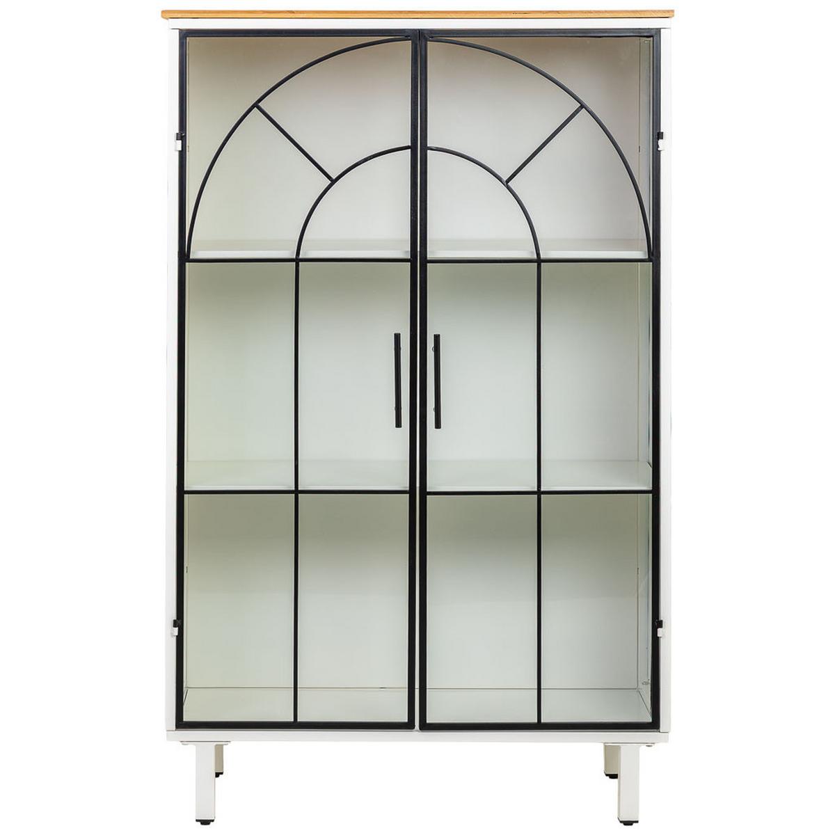 VITRINE aus Holz und Glas mit 2 Türen, Weiß, 80x35x131h cm - Weiß, Holz (80/130/35cm) - Wanderlust