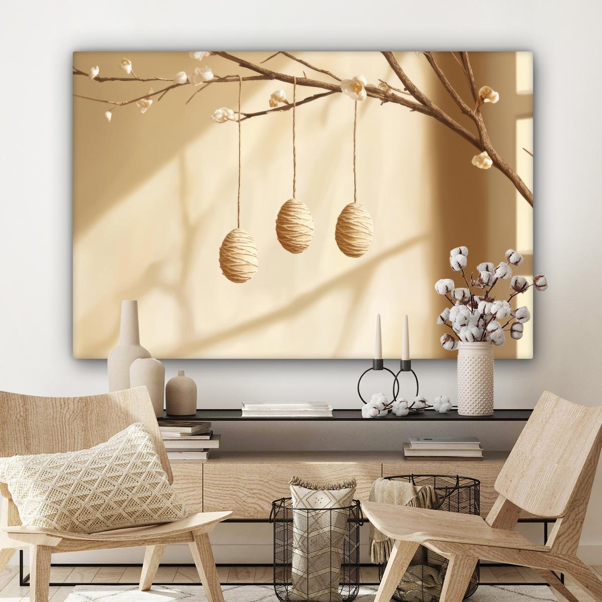 LEINWANDBILD Beige - Osterkuchen - Eier Groß 140x90 cm - Beige, Textil (140/90cm) - MuchoWow
