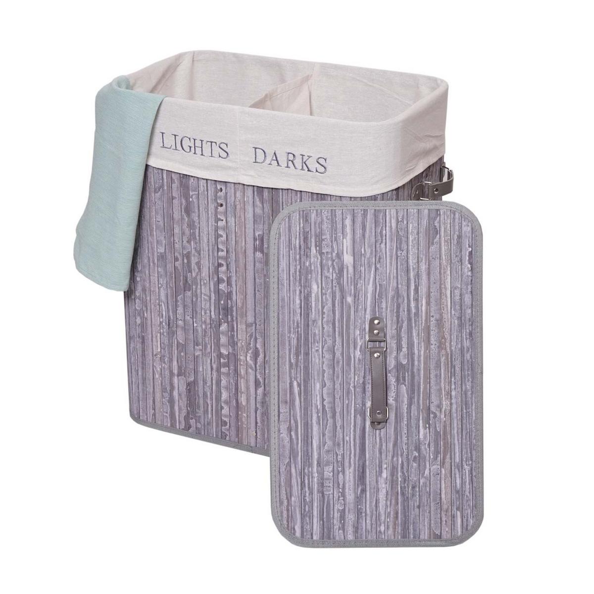WÄSCHEKORB Grau, Blau, Cremeweiß - Blau/Creme, Holz (55/63/34cm) - MCW