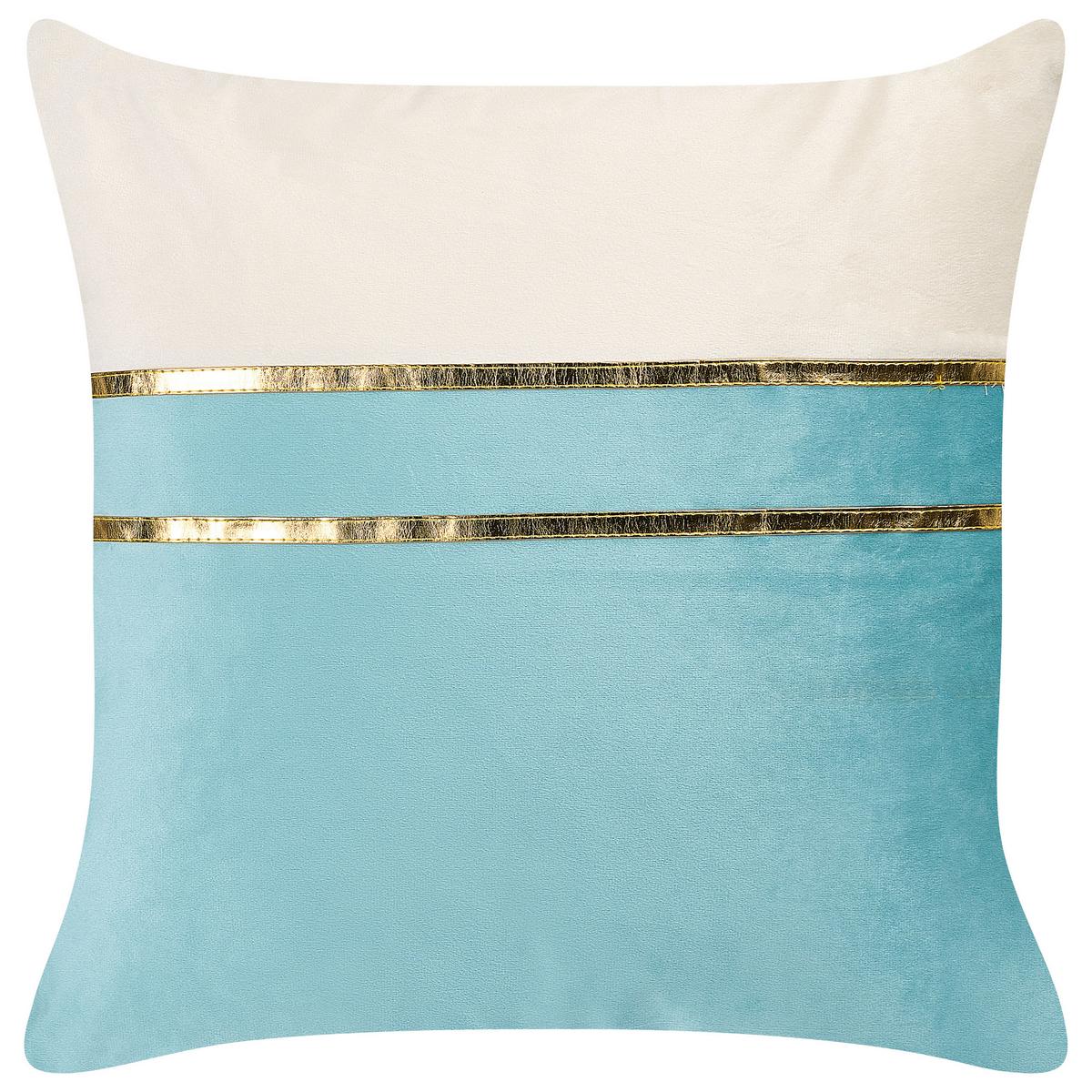 DEKOKISSEN 2er-Set Blau 45/45 cm Allium - Blau, Textil (45/45cm) - Beliani
