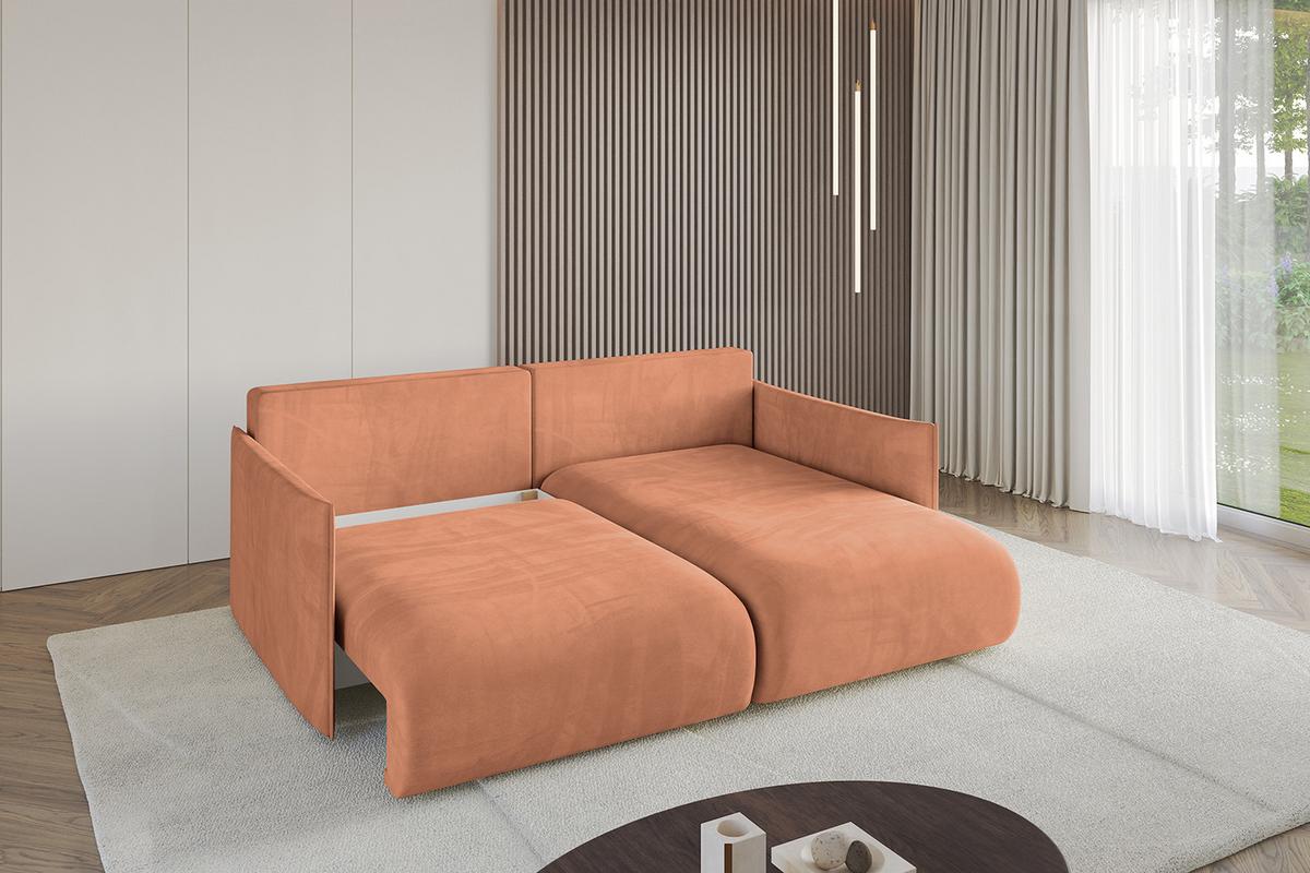 ECKSOFA Ottomane rechts ONESK-L 216x177x72 Koralle Velours - Koralle, Holzwerkstoff/Kunststoff (177/216cm) - ALTDECOR