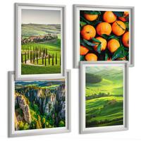 BILDER SET 4er Set - 50x50 cm & 40x60 cm Silberner Rahmen - Italienische Landschaft Orangen Natur - Silberfarben, Kunststoff (50/50cm) - TULUP