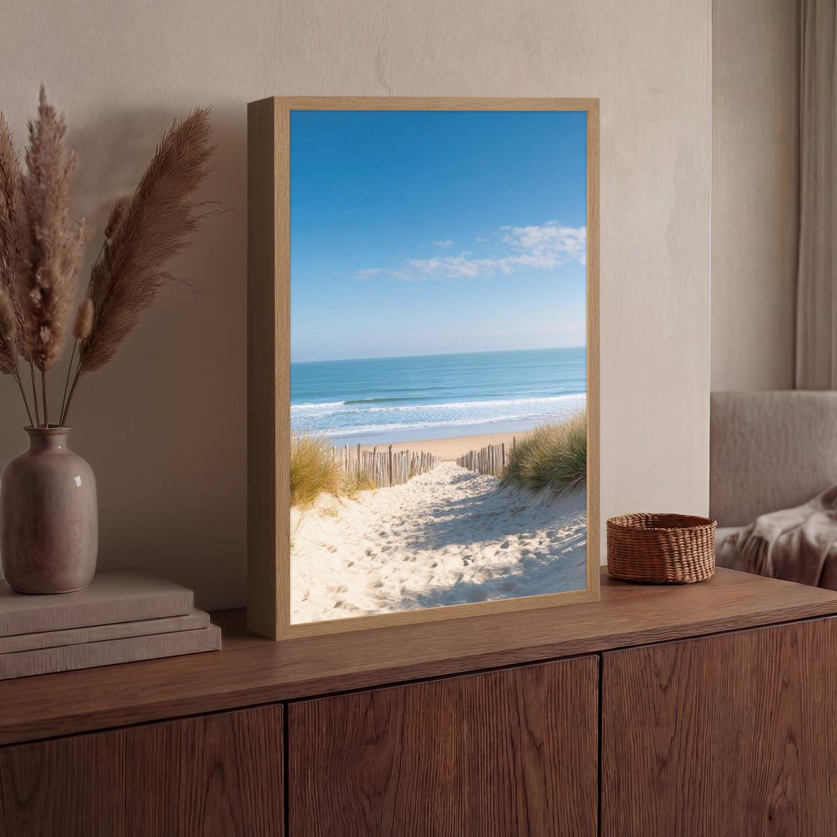 WANDLEUCHTE MIT AKKU Strand - Meer - Düne - Sand - Sommer 40x60 cm - Sandfarben, Holzwerkstoff (40/60/8cm) - OnlyWow