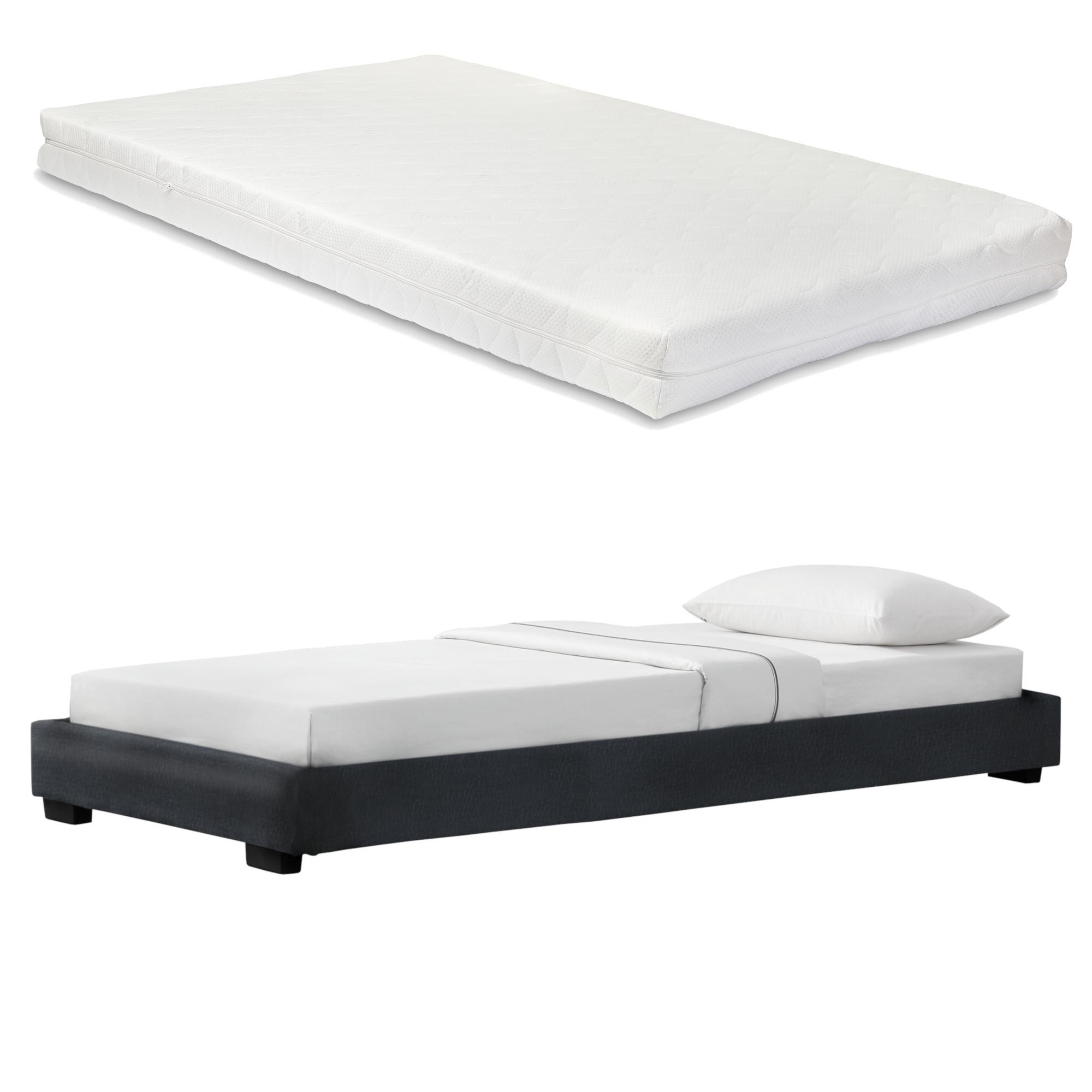 POLSTERBETT Solingen mit Matratze - Schwarz, Textil (90/200cm) - Corium