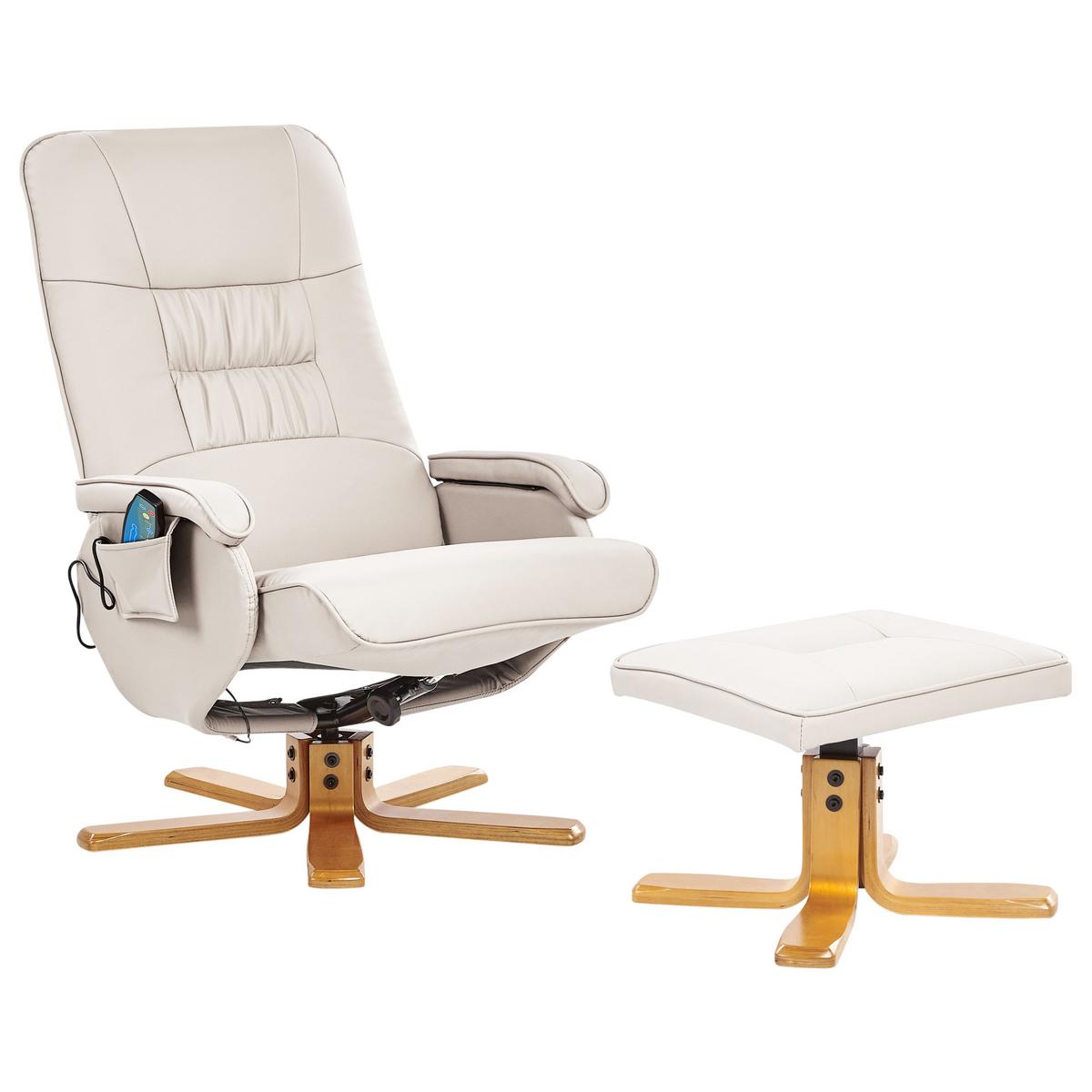 MASSAGESTUHL Hellbeige Relaxpro - Beige/Braun, Kunststoff (68/98/50cm) - Beliani