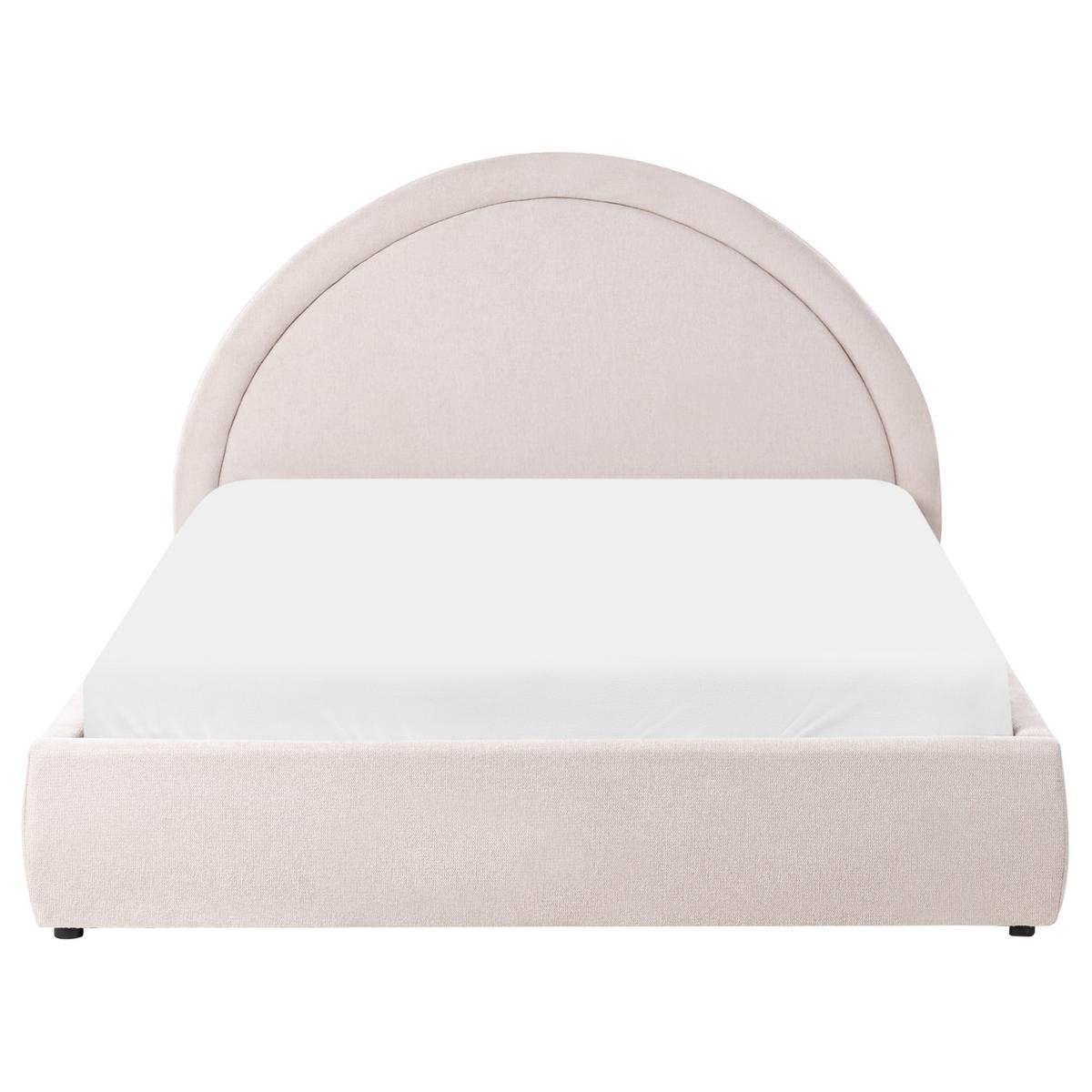 BETT mit Stauraum 140/200 cm Stoff Hellbeige Mouzon - Beige, Textil (140/200cm) - Beliani