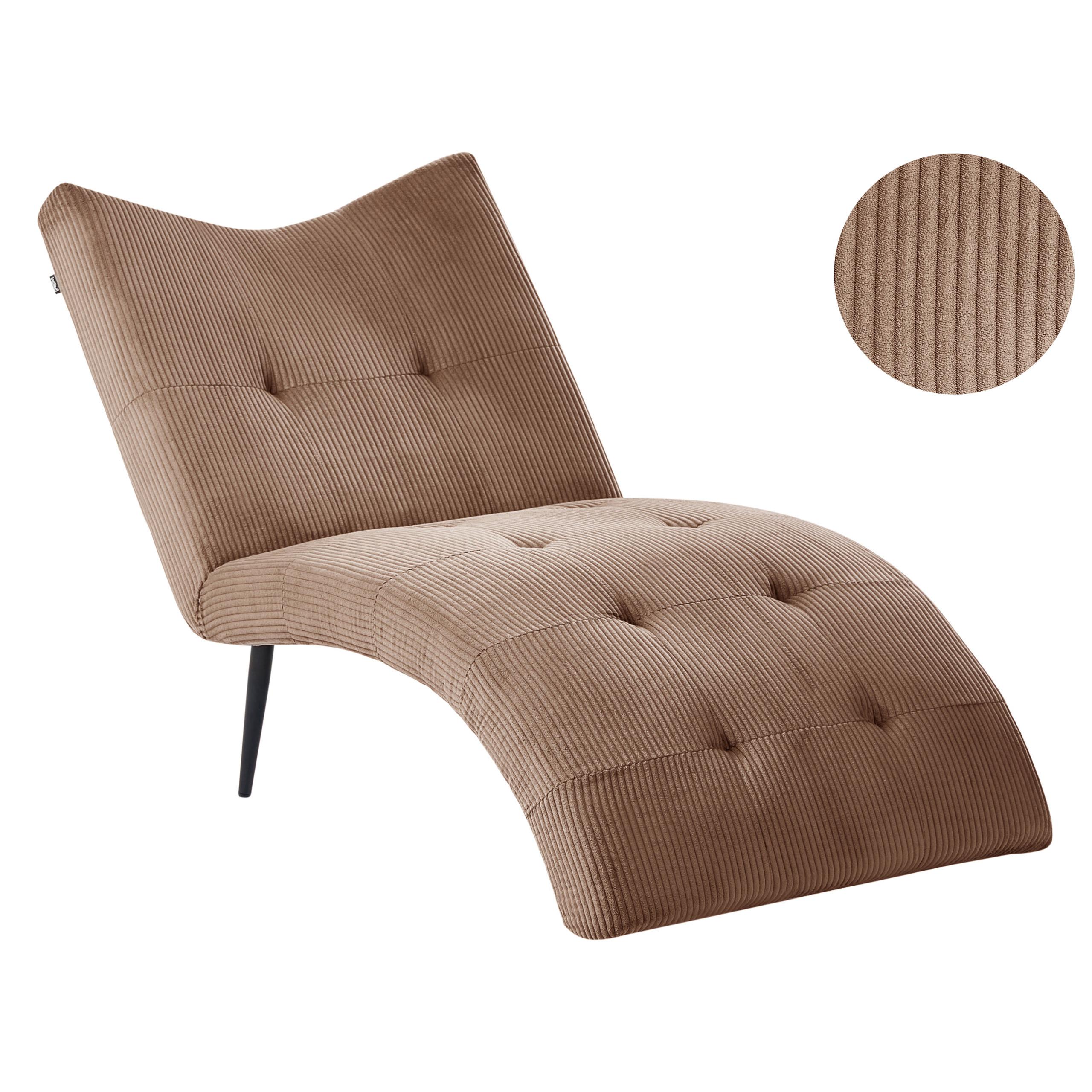 CHAISELONGUE Cord Sandbeige Quilly - Sandfarben/Beige, Textil (83/97/153cm) - Beliani