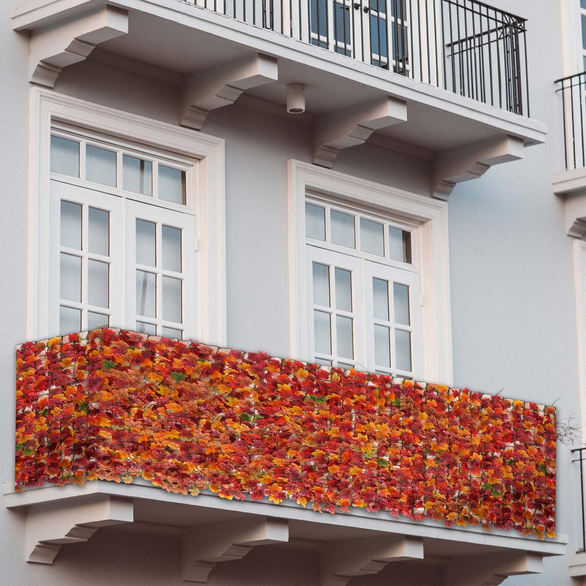 BALKONSICHTSCHUTZ BLATT Rot - Rot, Kunststoff (300/150cm) - MCW