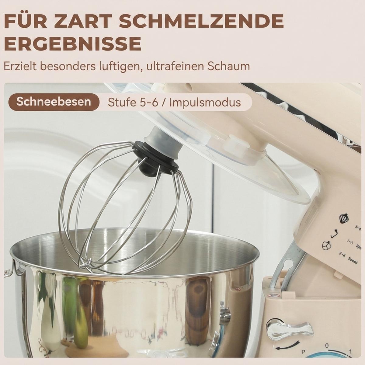KÜCHENMASCHINE Edelstahl Kunststoff Beige - Beige, Kunststoff (22/29/35cm) - HOMCOM