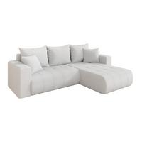 ECKSOFA mit Schlaffunktion Ottomane Rechts MILA-L 277x194x86 Weiß Bouclé - Schwarz/Weiß, Holzwerkstoff/Kunststoff (277/194cm) - ALTDECOR