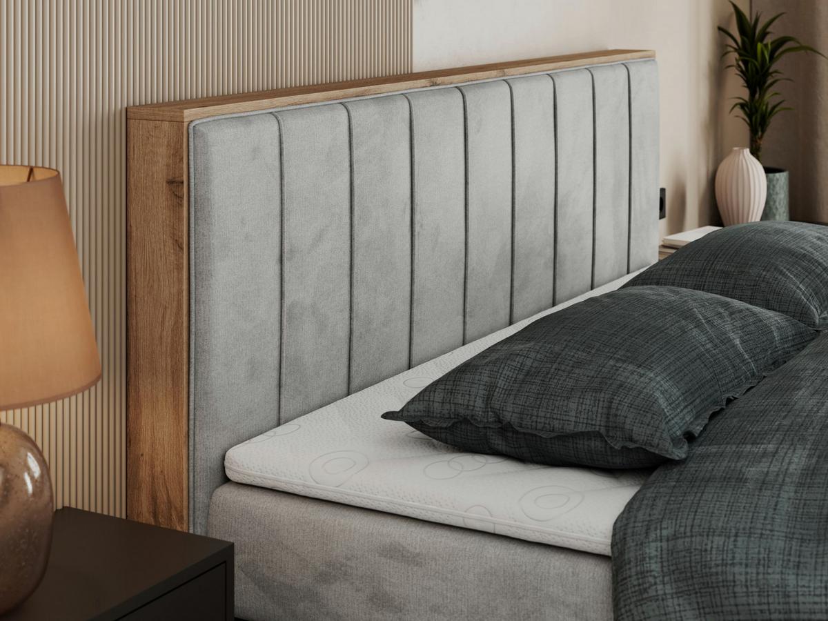 BOXSPRINGBETT BELLISSIMO KING 140/200 Hellgrau Velvet - H4 - Hellgrau, Holz/Textil (140/200cm) - MKS