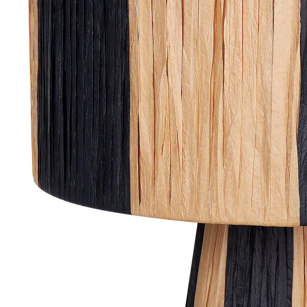TISCHLEUCHTE Naturfarben/Schwarz Welmel - Schwarz/Naturfarben, Naturmaterialien (25/25/41cm) - Beliani