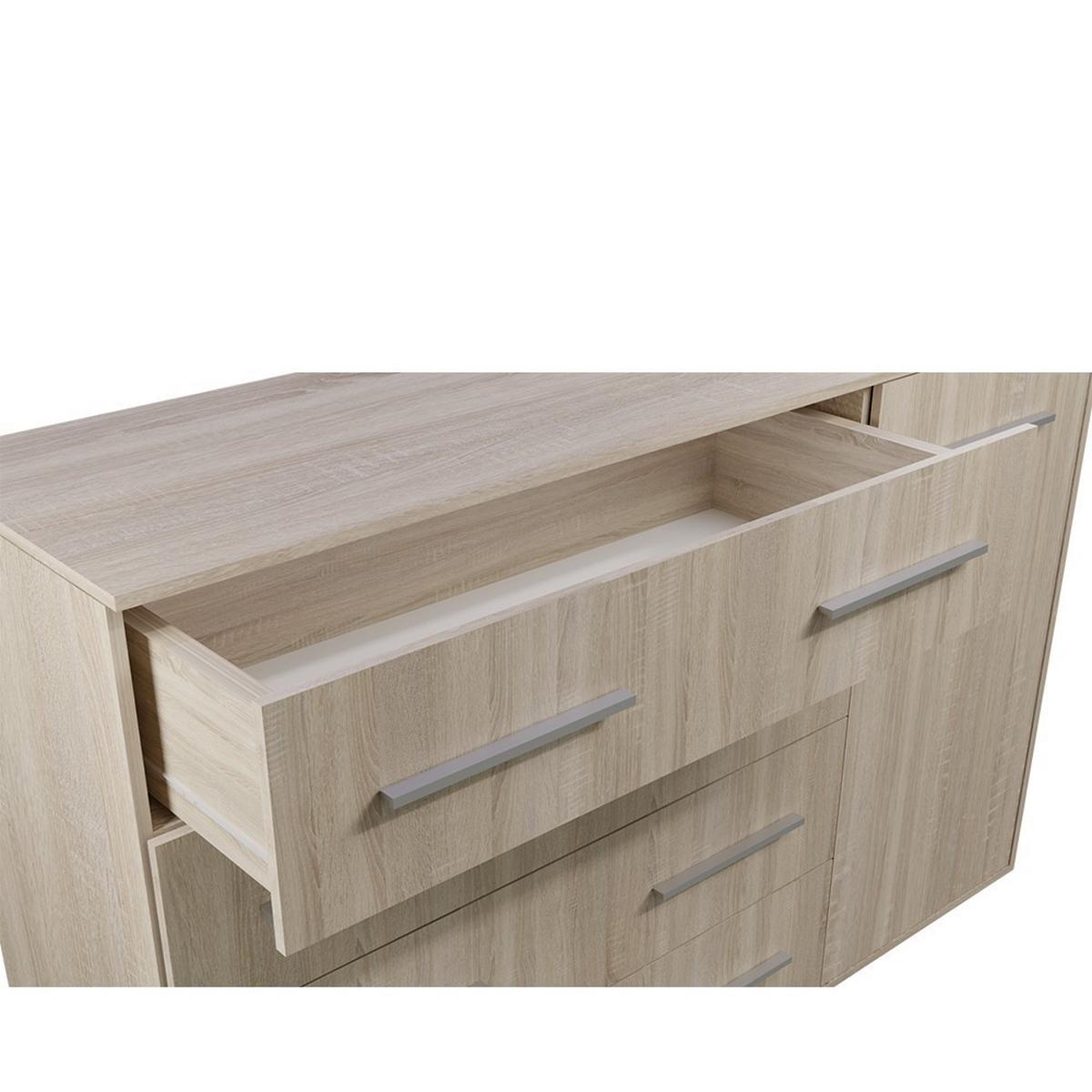 KOMMODE Frida 02 Sonoma/Sonoma 1D4S 135 cm - Alufarben/Sonoma Eiche, Holzwerkstoff/Kunststoff (135/95/45cm) - imoebel24