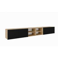 LOWBOARD MIVO 300/41/40 cm, Hängender TV-Schrank Eiche Artisan - Schwarz/Eiche Artisan, Holzwerkstoff (300/41/40cm) - MASSENO