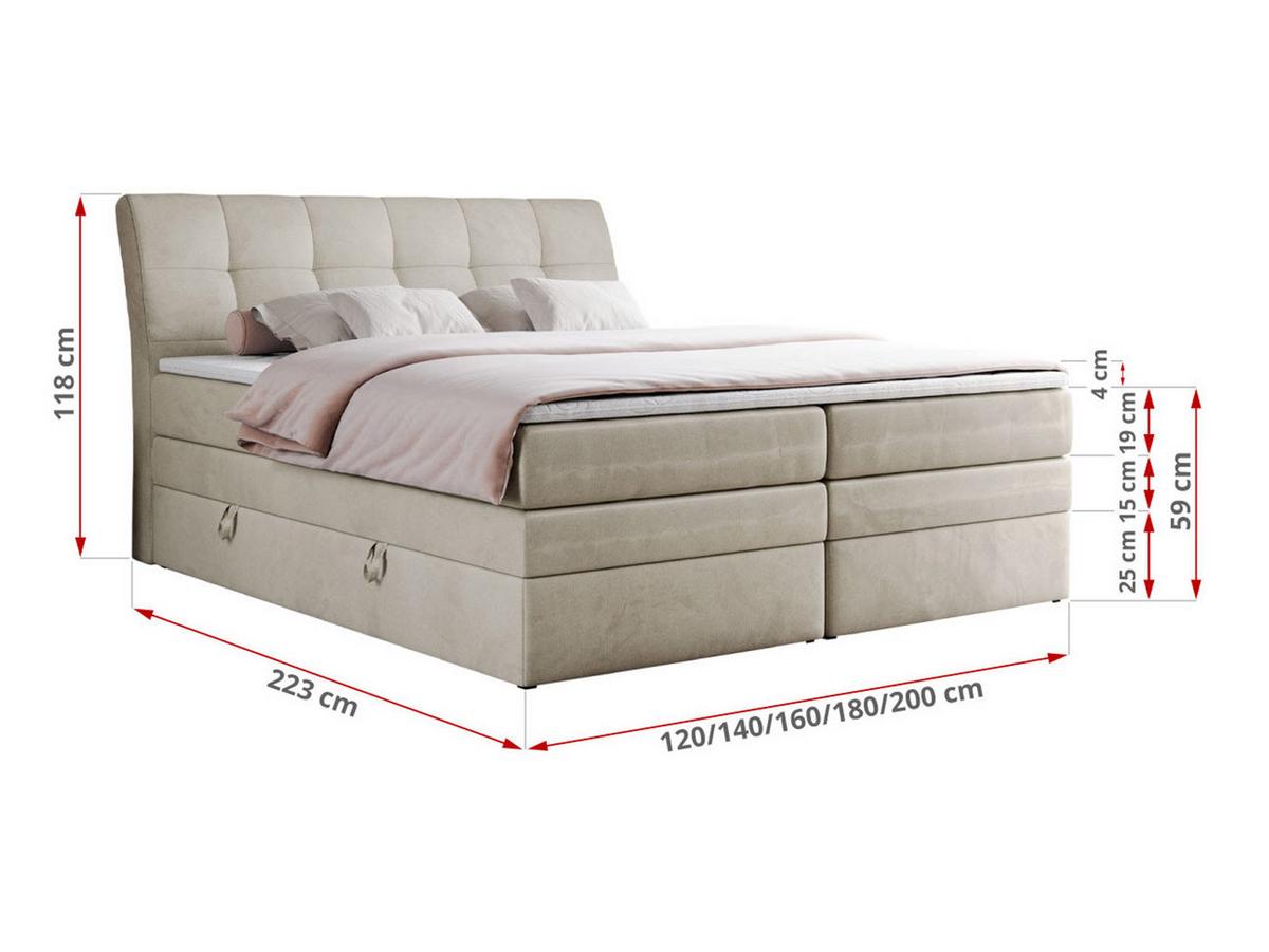 BOXSPRINGBETT GOLD-10 KING 160/200 Beige Velvet - H3 - Beige, Holz/Textil (160/200cm) - MKS