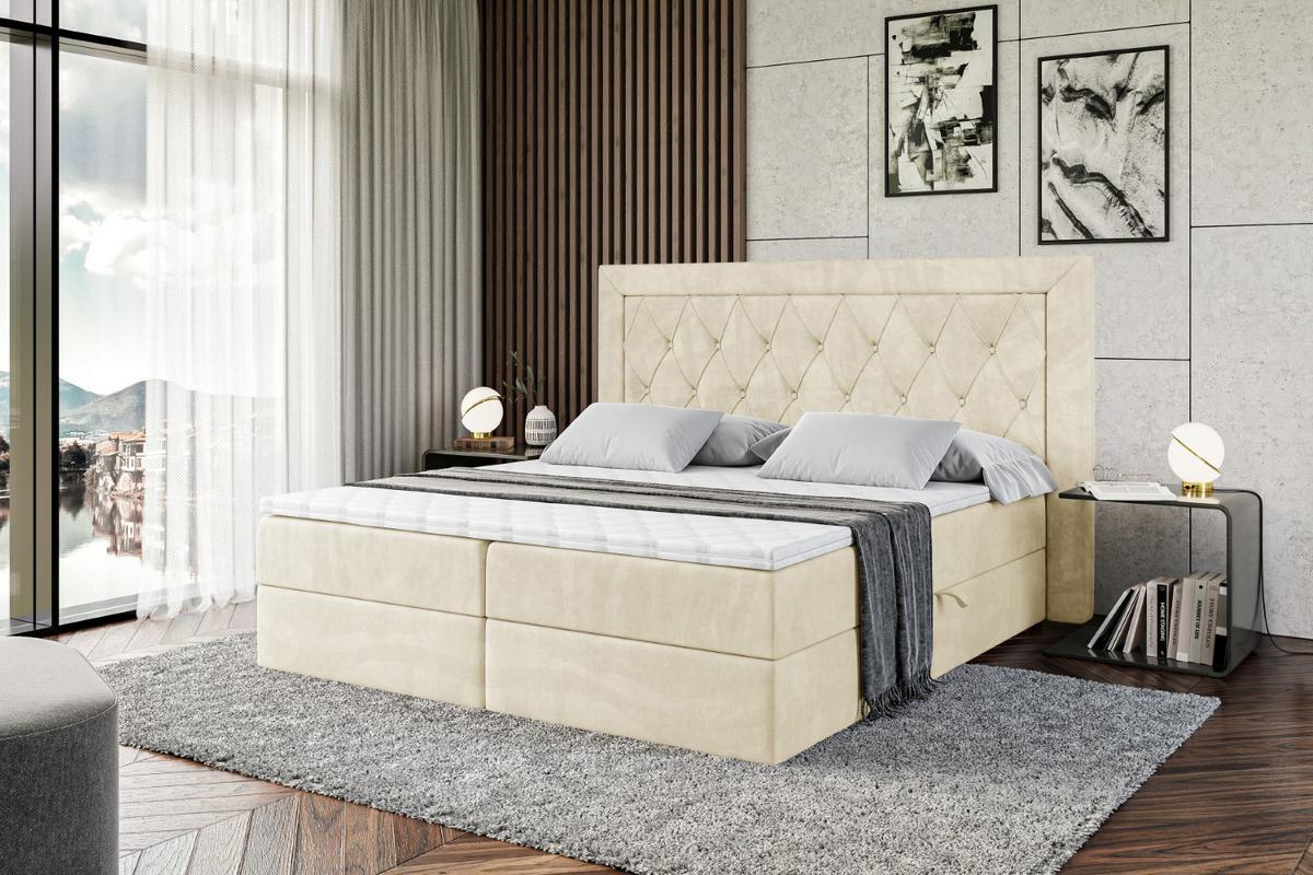 BOXBETT mit H4-Matratze und Lattenrost - NOEL - 140x200 Beige - Beige, Holzwerkstoff (140/200cm) - ALTDECOR