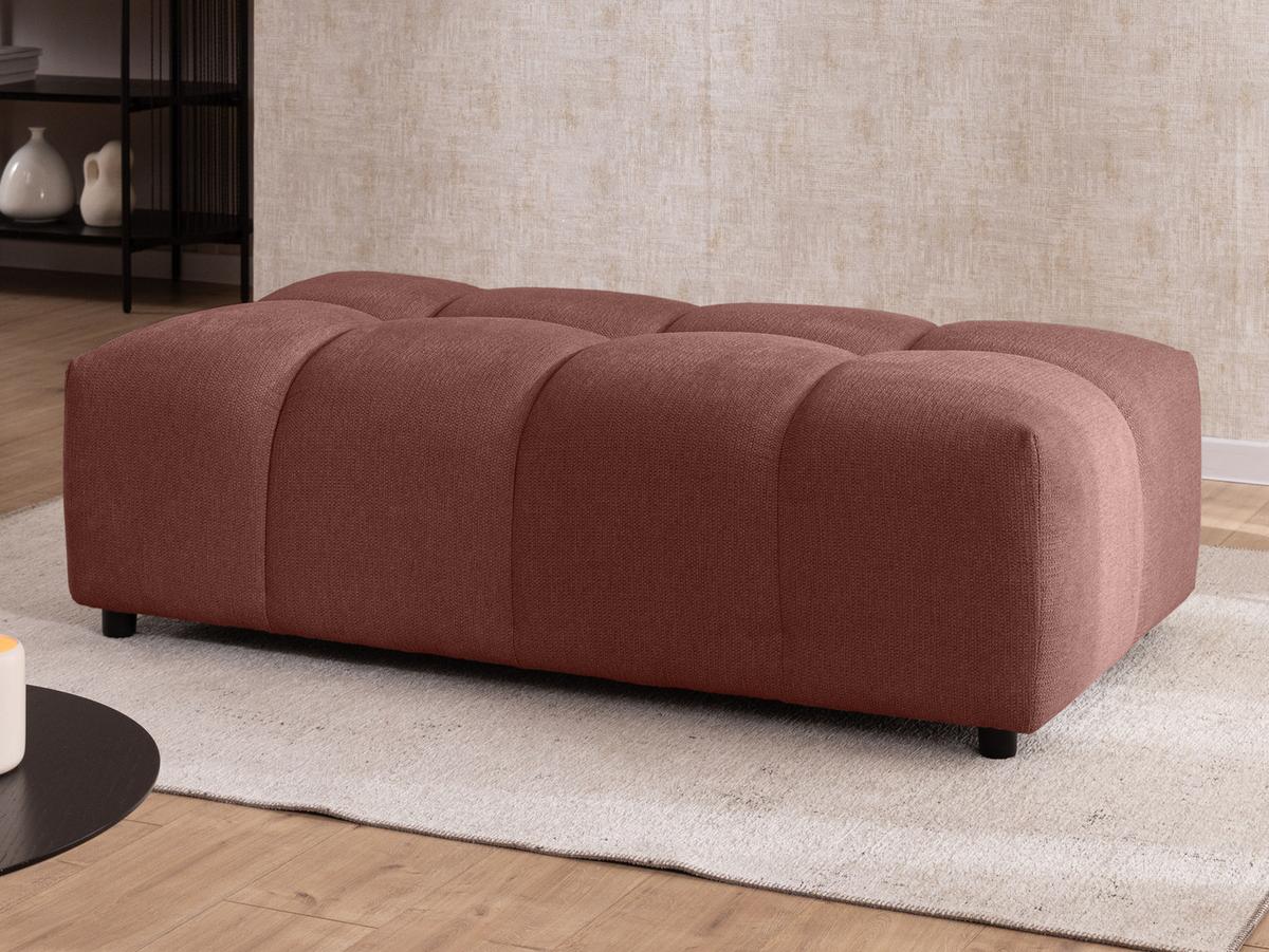 HOCKER Bubble mit Sitzfläche in Bubble-Optik aus weichem Terrakotta Strukturstoff mit schöner Sitzkomfort - Terracotta/Schwarz, Holz/Kunststoff (147/42/74cm) - S-Style Möbel