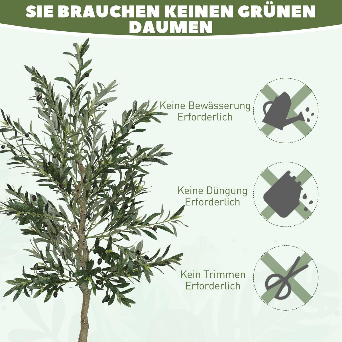 KÜNSTLICHE-PFLANZE Seidenartiger Stoff Kunststoff Grün - Grün, Kunststoff (180cm) - HOMCOM