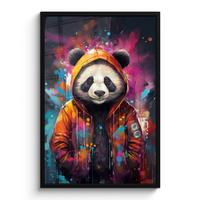 POSTER MIT RAHMENGERAHMTES BILD Panda - Jacke - Graffiti - Orange 60x90 cm - Orange, Papier (60/90cm) - MuchoWow