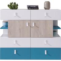 KOMMODE ISEO 110/90/40cm mit 6 Schubladen 4 Türen Weiß - Eichefarben/Weiß, Holzwerkstoff (110/90/40cm) - MASSENO