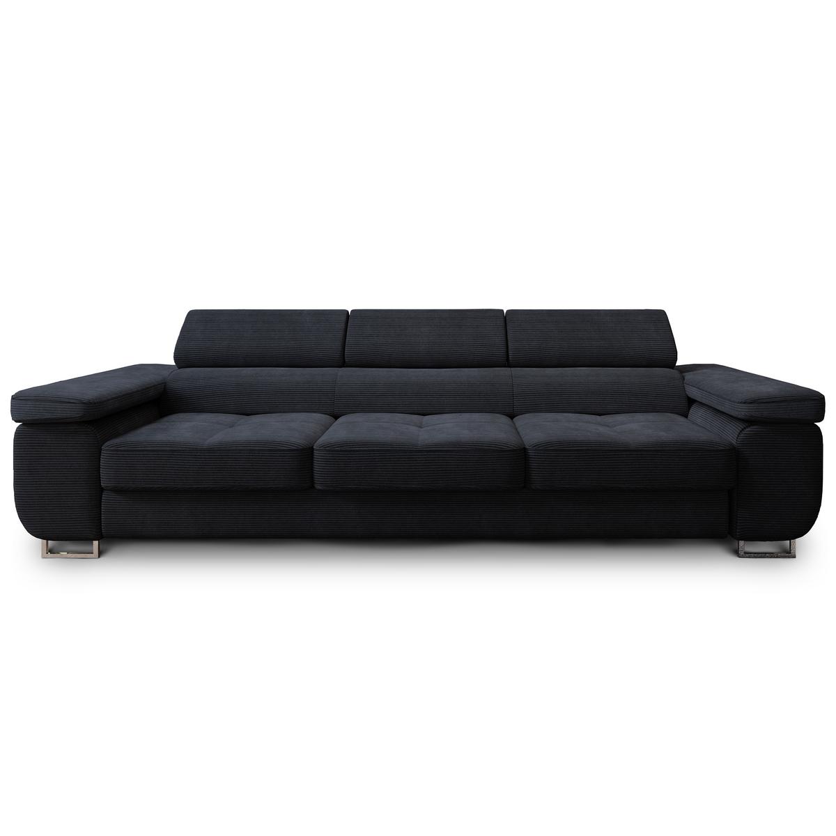 BETTSOFA MOSINE Schwarz Kordstoff mit Schlaffunktion - Anthrazit, Textil (281/87/98cm) - MASSENO