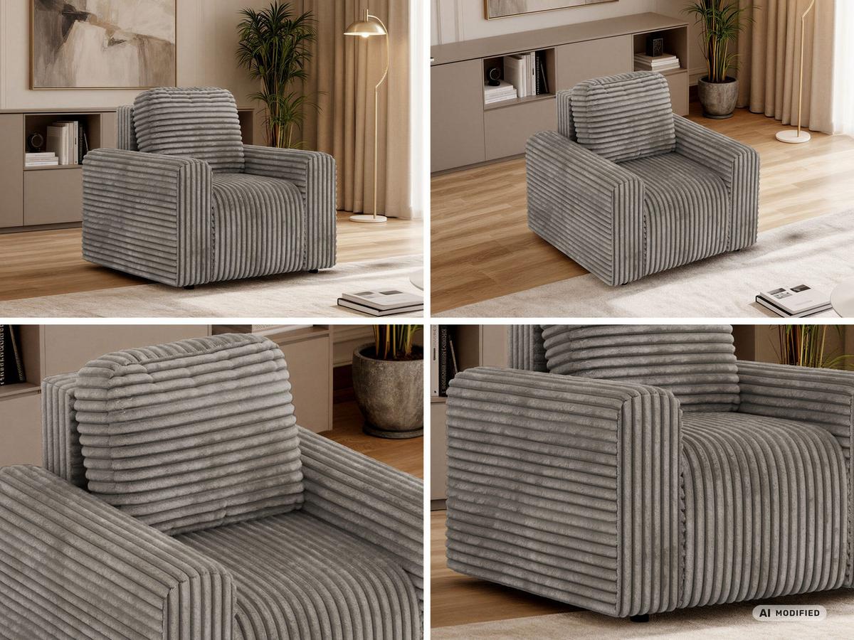 SESSEL NESSARO - Hellbraun Cord - Hellbraun/Schwarz, Kunststoff/Textil (96/94/90cm) - MKS