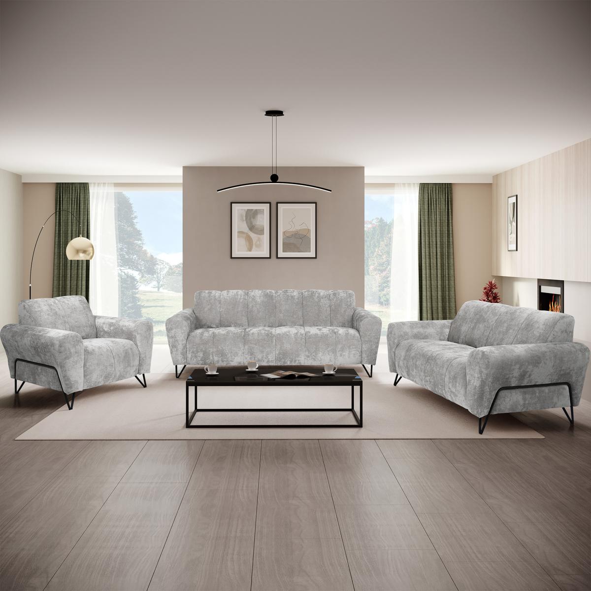 2-SITZER SOFA Volare hellgrau - Hellgrau/Schwarz, Textil/Metall (160/83/98cm) - Beautysofa