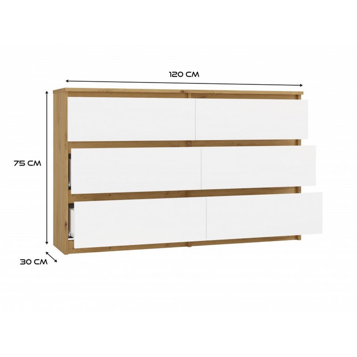 KOMMODE Artisan, Weiß 120/75/30 - Weiß, Holzwerkstoff (120/75/30cm) - RAUMHIRSCH FURNITURE