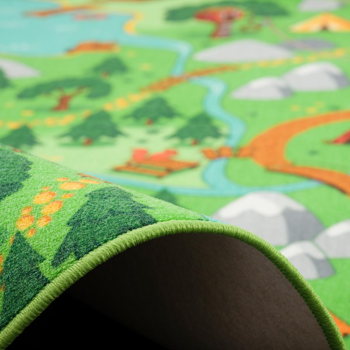 KINDER SPIEL TEPPICH CAMPINGPLATZ RUND - Grün, Textil (160/160cm) - Snapstyle