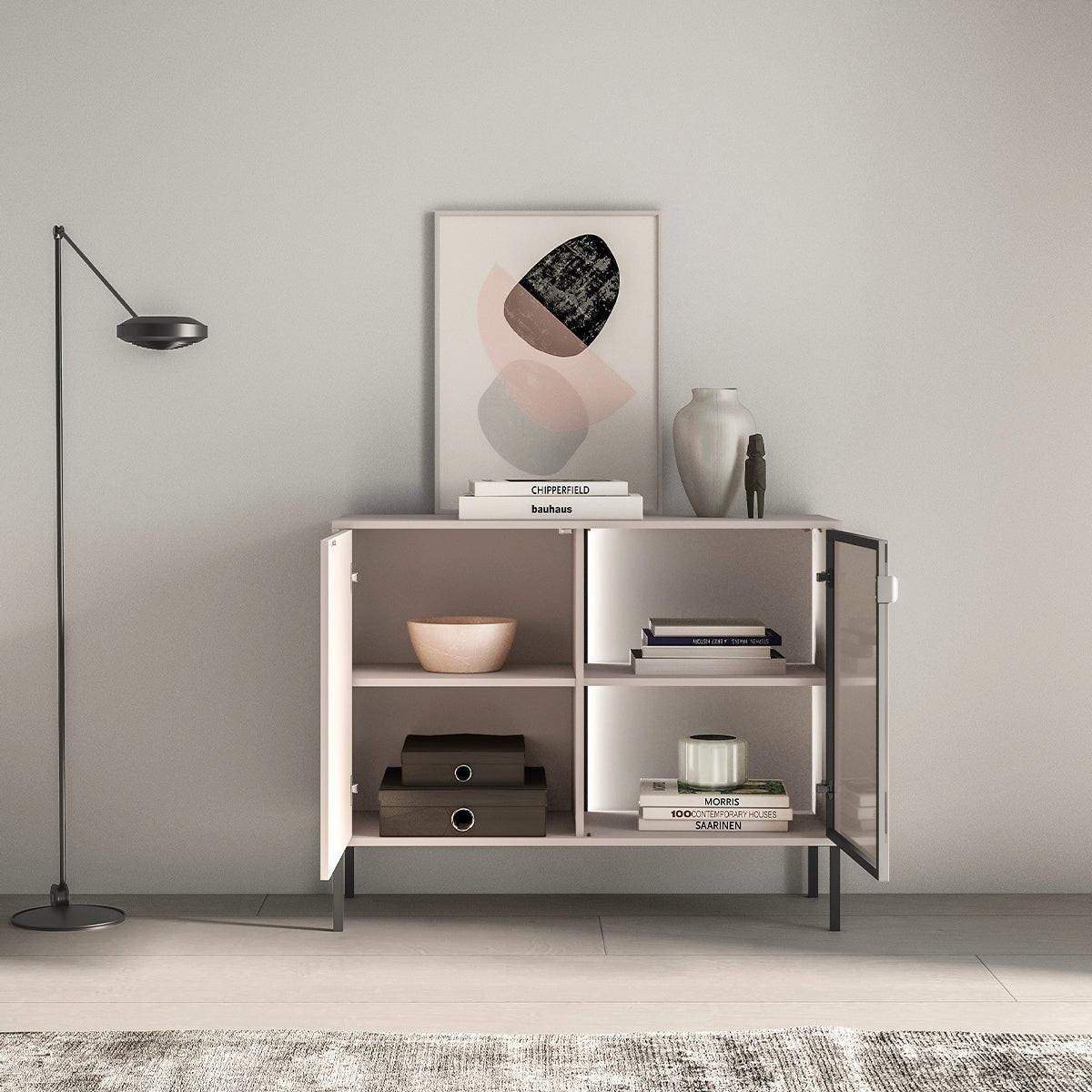 SIDEBOARD Paige Kaschmir und Schwarz - Kaschmir, Holzwerkstoff (107/86/40cm) - Petits-meubles