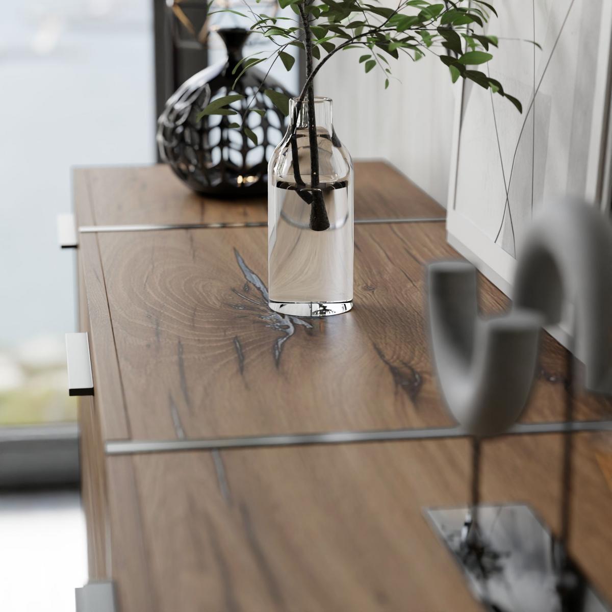 SIDEBOARD mit Schubladen ONYX LOFT auf Beinen - Eichefarben/Schwarz, Holzwerkstoff (158/88/41.3cm) - Lookway