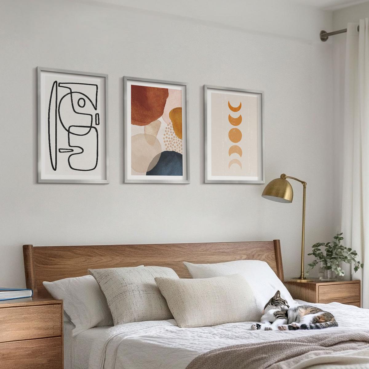 BILDER SET 3er Set - 40x60 cm Silberner Rahmen - Abstrakte Farbdekorationen - Silberfarben, Kunststoff (40/60cm) - TULUP