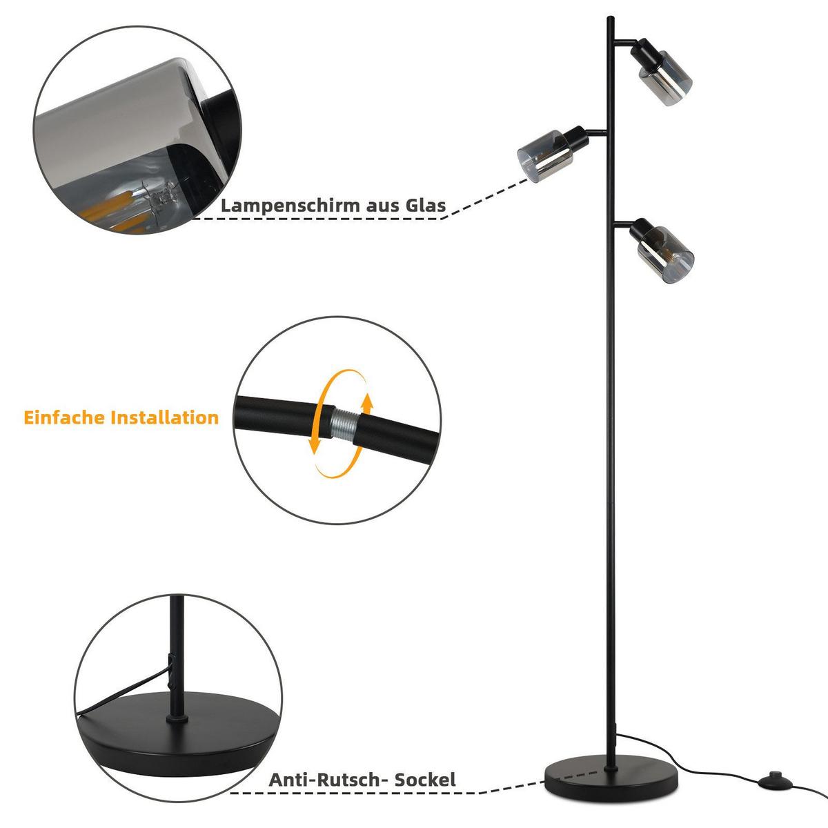 STEHLAMPE Yandell 23/138/23cm - Schwarz, Metall (23/138/23cm) - Nettlife
