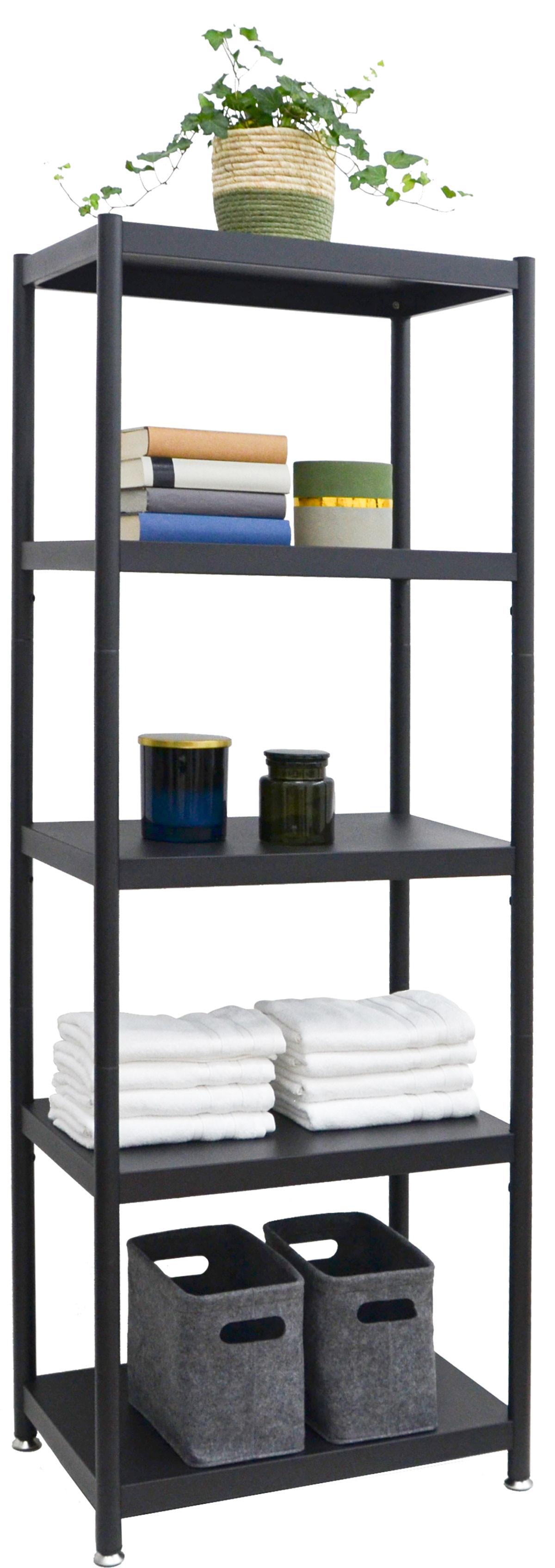 METALLREGAL 61x41x170 cm mit 5 Ebenen - Schwarz, Metall (41/170/61cm) - shelfr