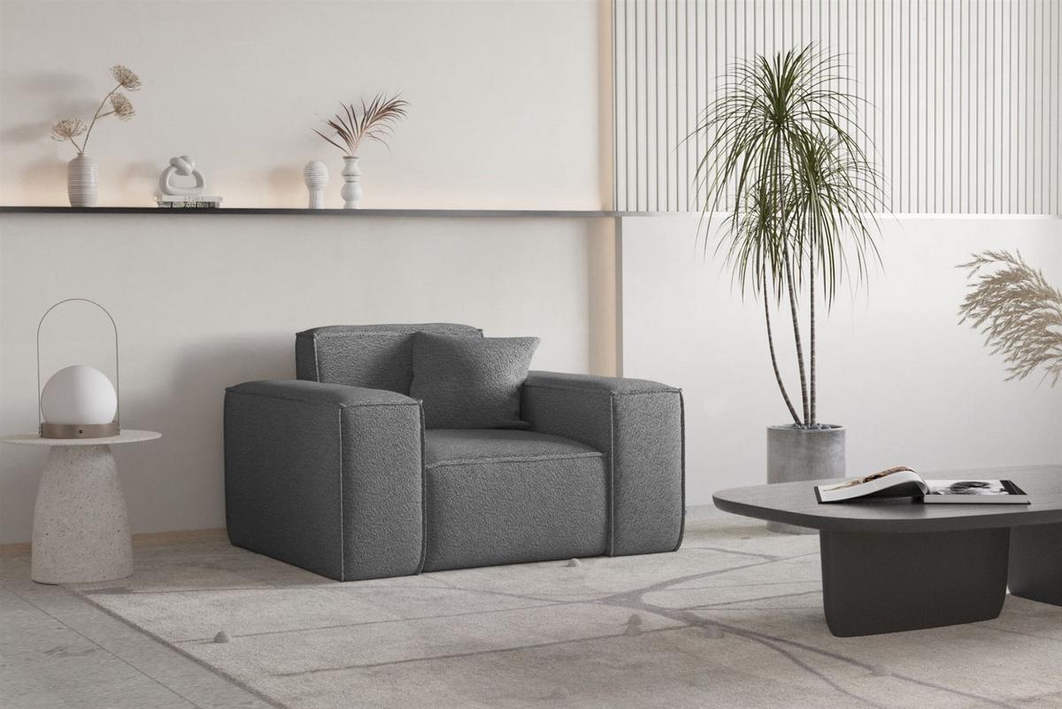 SESSEL Celes Premium Ascot Bukla - Graphitfarben, Holzwerkstoff/Textil (121/73/88cm) - Fun Möbel