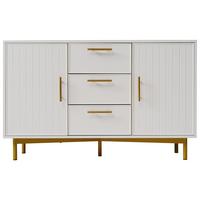 SIDEBOARD holzwerkstoff weiß mit rillenfront, 2 türen & 3 schubladen - Weiß, Holzwerkstoff (120/40/75cm) - Urban Meuble