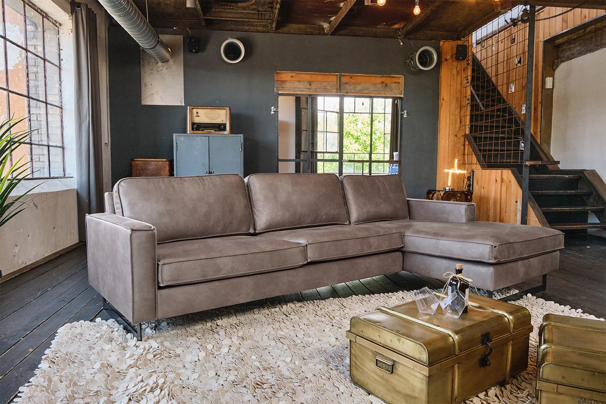 ECKSOFA VILNIUS Anthrazit Lederfaserstoff - Anthrazit/Schwarz, Leder/Metall (286/170cm) - KAWOLA