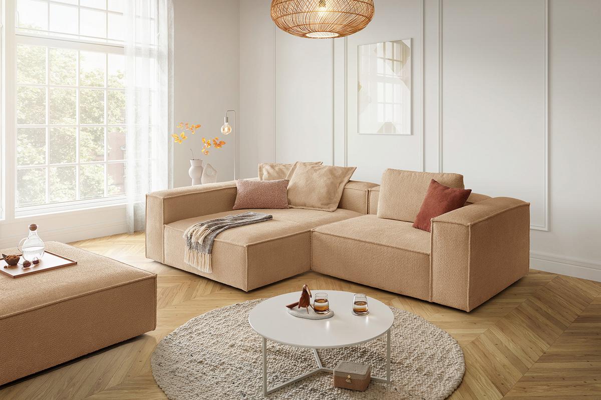 ECKSOFA CARMO Braun Flachgewebe - Schwarz/Braun, Kunststoff/Textil (306/191cm) - KAWOLA