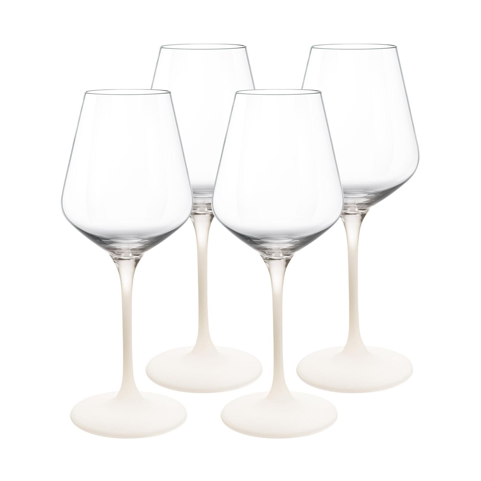 WEISSWEINGLÄSER Manufacture Rock weiß-transparent 380 ml 4er Set - Transparent/Weiß, Glas (0.38L) - Villeroy & Boch