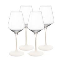 WEISSWEINGLÄSER Manufacture Rock weiß-transparent 380 ml 4er Set - Transparent/Weiß, Glas (0.38L) - Villeroy & Boch