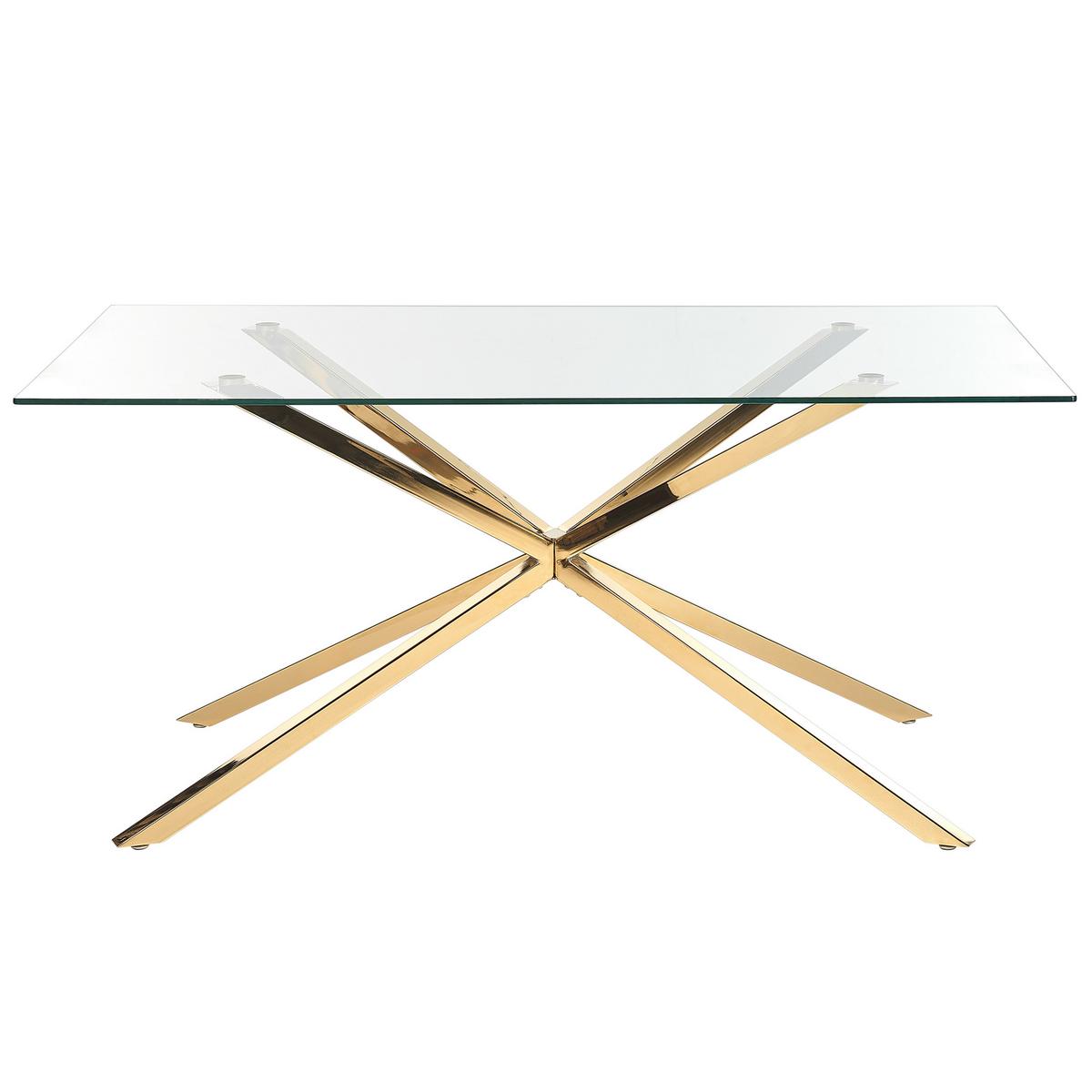ESSTISCH 160/90/75 cm Transparent, goldfarben Rechteckig Cora - Transparent, Glas (160/90/75cm) - Beliani