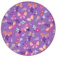 KINDER SPIEL TEPPICH SCHMETTERLING RUND - Lila, Textil (100/100cm) - Snapstyle