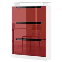 SCHUHSCHRANK Space Bordeaux Hochglanz / Schwarz Hochglanz - Bordeaux, Holzwerkstoff (89/128/23cm) - Vladon
