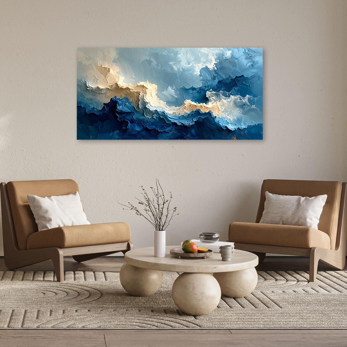LEINWANDBILD Abstraktion 80x40cm - Blau, Textil (80/40cm) - Feeby