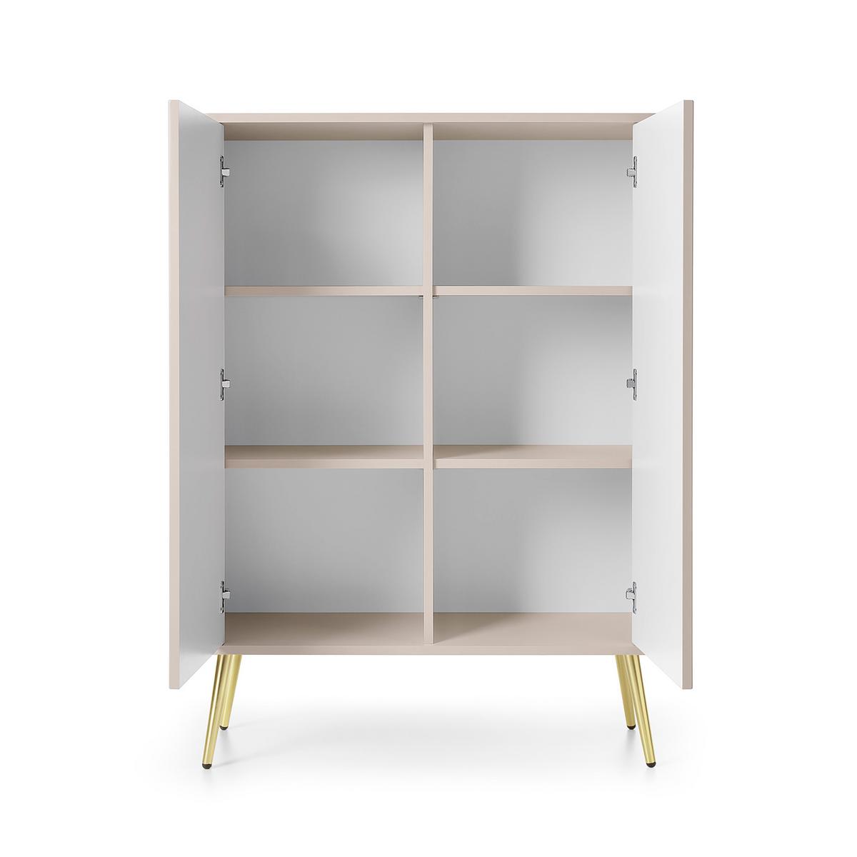 HIGHBOARD ZENZERO 103/129/39 cm mit 2 Türen Kaschmir - Kaschmir/Goldfarben, Holzwerkstoff (103/129/39cm) - MASSENO